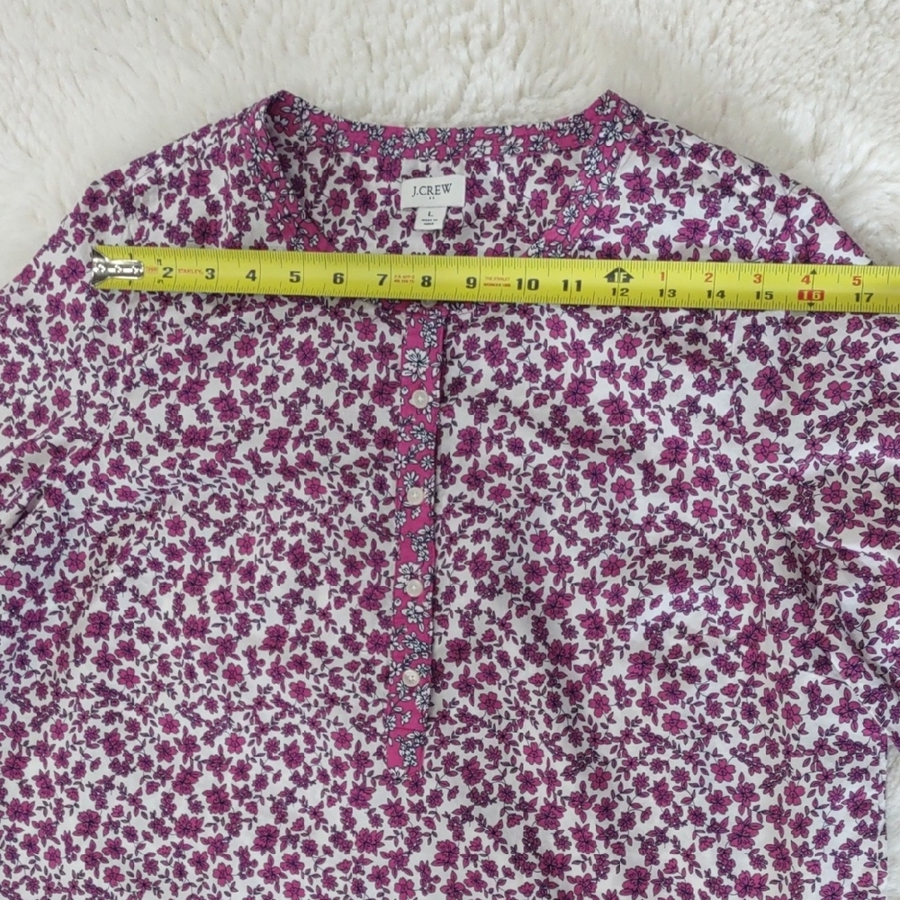 J.CREW , Size L,Floral Purple and White Blouse - Picture 9 of 16